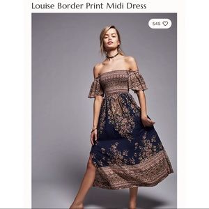Free People Louise Border Print Midi dress